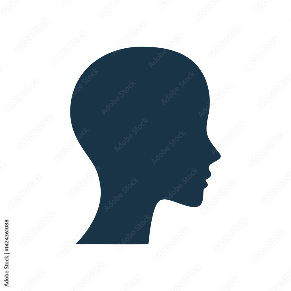 Simple Head Silhouette for Profile Pictures or Basic Design Elements Simple Head Silhouette for Profile Pictures or Basic Design Elements