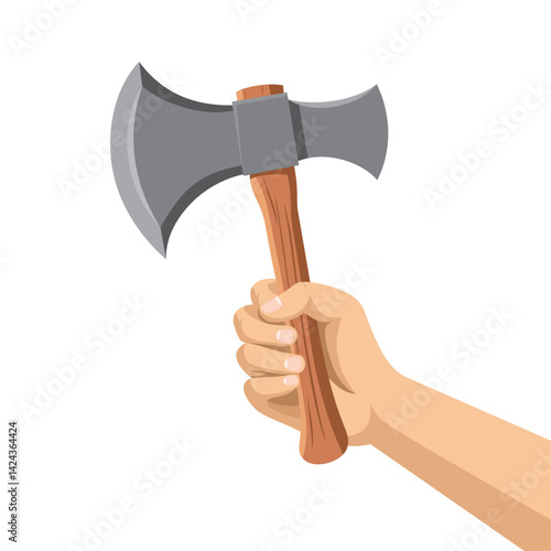 hand holding axe vector illustration flat design