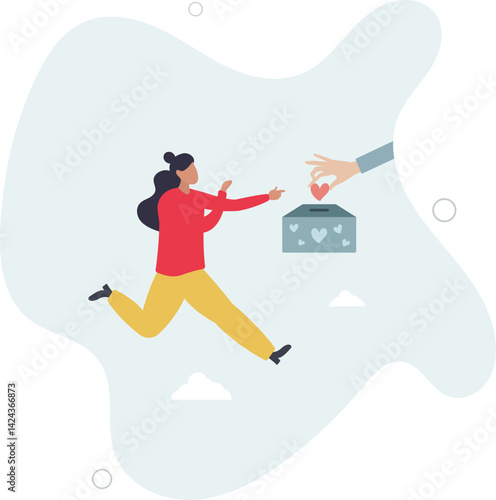 Fundraising for charity, financial help and assistance.flat character life .