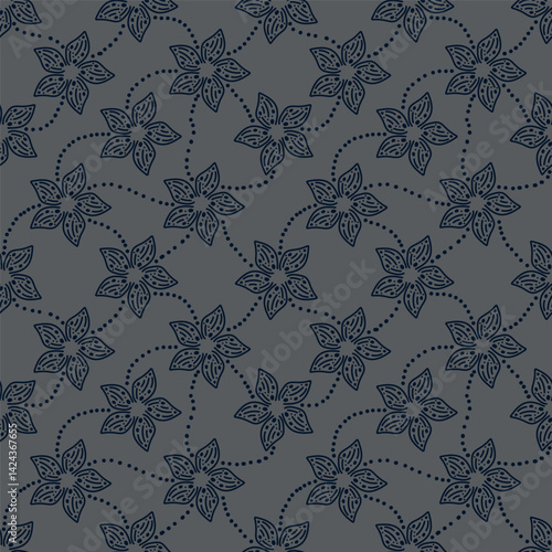 Vintage seamless floral pattern. Liberty style background of small mauve and lilac flowers. Small flowers scattered over a white background. Stock for printing on surfaces