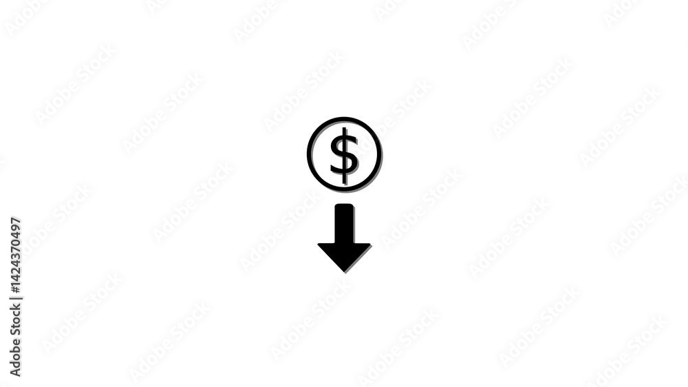 Cost icon. Striking design ideal for web, print files, online design, commercial use, economics,Money reduction icon. Dollar currency price drop concept. Cost icon. Striking design ideal for web, print files, online design, commercial use, economics,Money reduction icon. Dollar currency price drop concept.