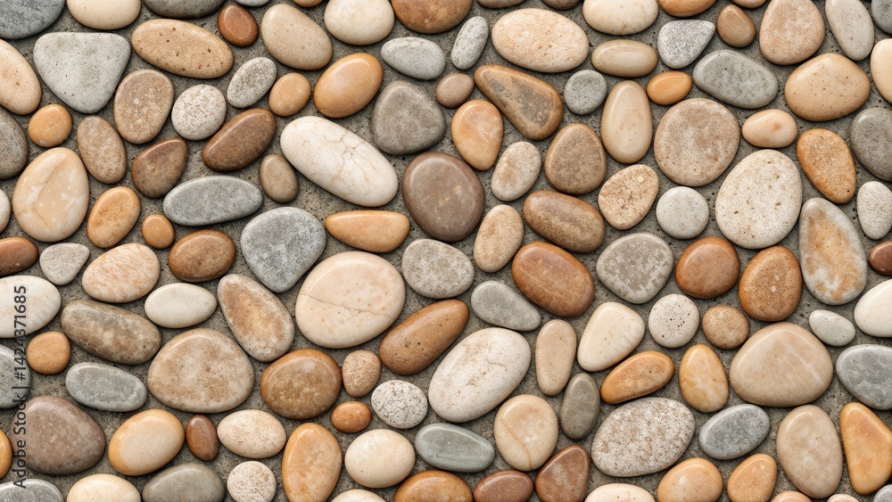 Smooth pebbles background in natural earth tones