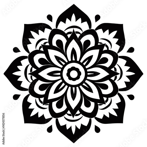 a vector of black and white color design of a mandala