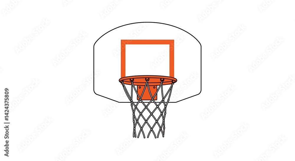 Basketball Hoop with Net and Backboard Illustration Basketball Hoop with Net and Backboard Illustration