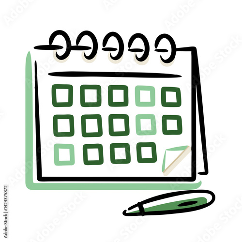 Calendar icon with social meetup marked in green colors  