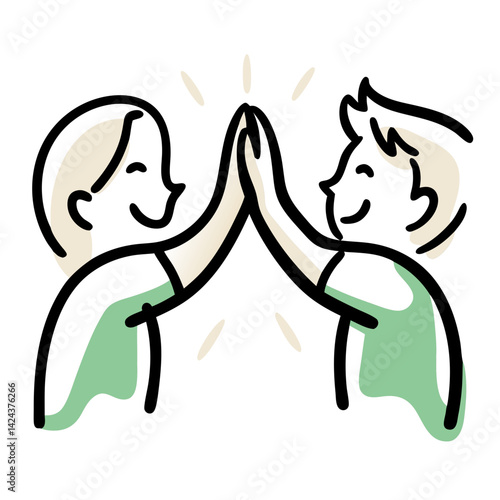 Kids giving a high five in a cheerful and playful style  