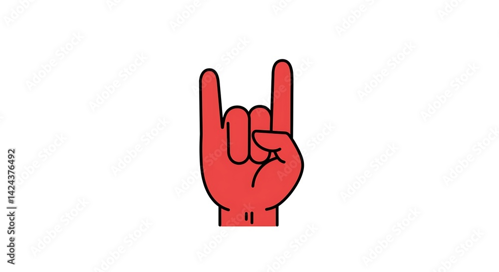 Fototapeta premium Hand Showing Rock on Sign Gesture on White Background