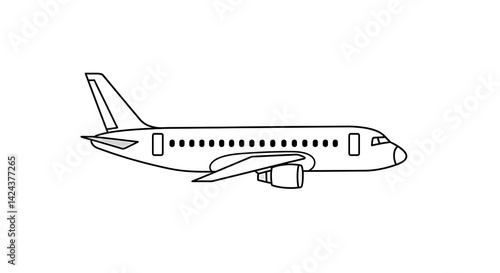 Wallpaper Mural Airplane Illustration in Black and White Outline Style Torontodigital.ca