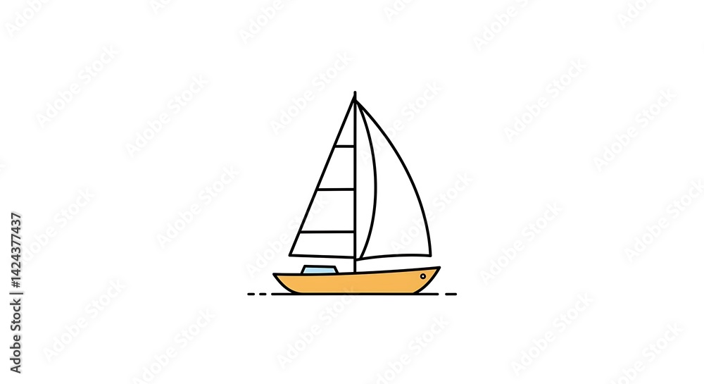 Sailing Boat Graphic Vector Illustration Minimalist Style Sailing Boat Graphic Vector Illustration Minimalist Style