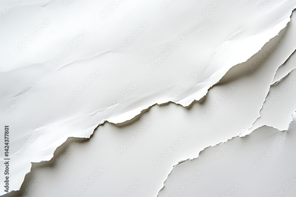 Photo of a single piece of white paper with creases on the edges, showcasing its texture and details. Photo of a single piece of white paper with creases on the edges, showcasing its texture and details.