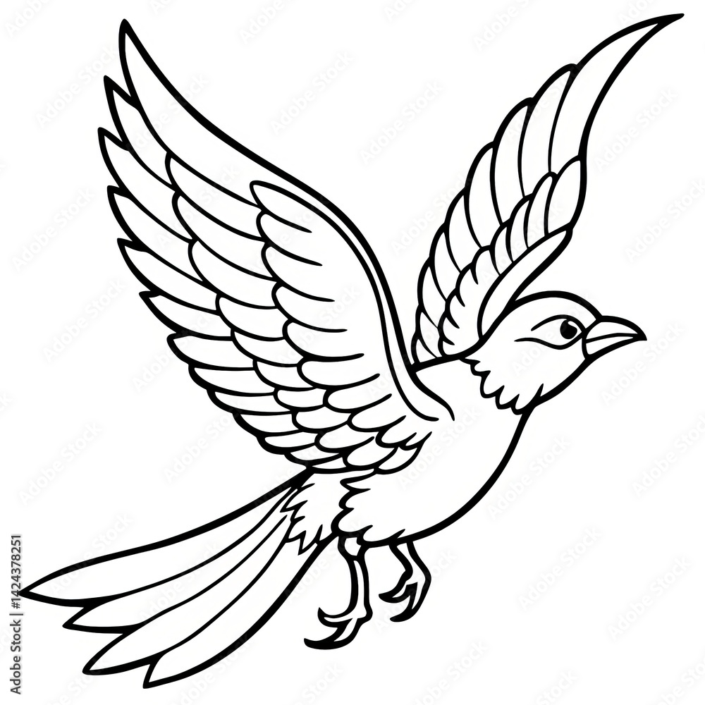 Obraz premium Minimalist Flying Bird Line Art