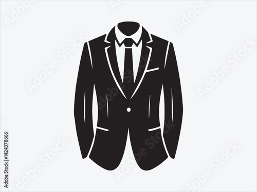 Suit Silhouette with Classic Jacket and Tie Design for Formalwear, Business, and Fashion