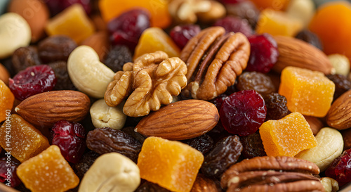 Assorted Trail Mix With Nuts Dried Fruits And Candied Fruit Pieces