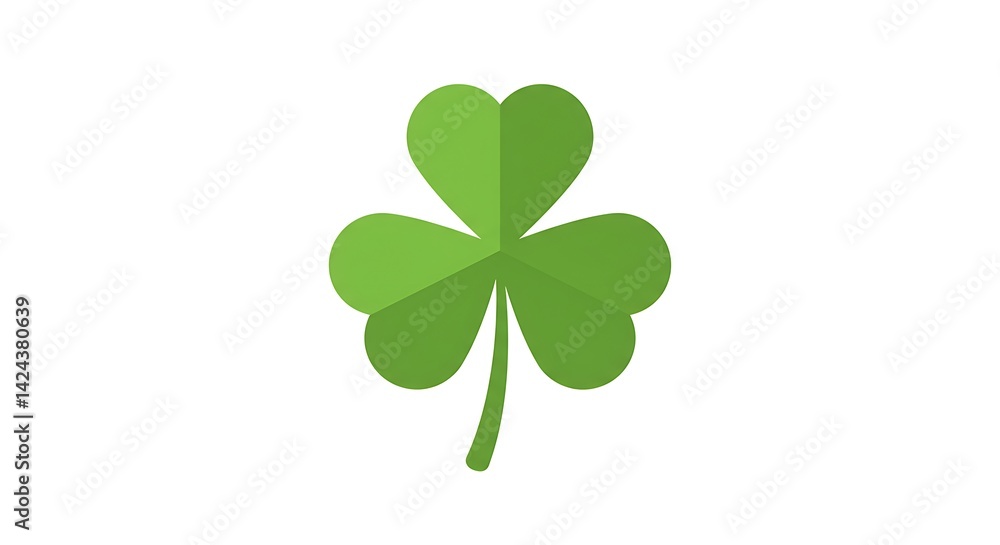 Green Shamrock with Three Leaves on White Background Green Shamrock with Three Leaves on White Background