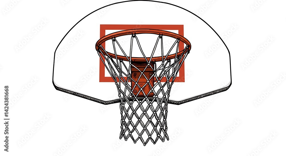 Basketball Hoop with Net and Backboard Illustration Basketball Hoop with Net and Backboard Illustration