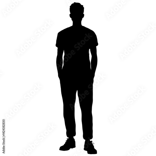 Silhouette vector of a standing man with hands in pockets 