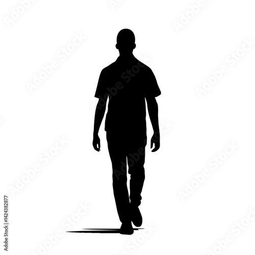 Silhouette vector of a man walking forward