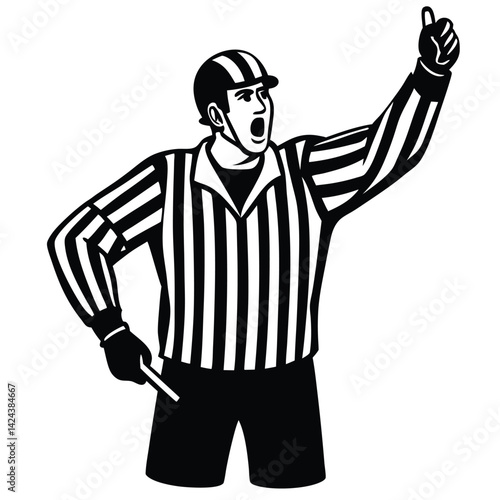 Referee Calling Penalty in Hockey Game