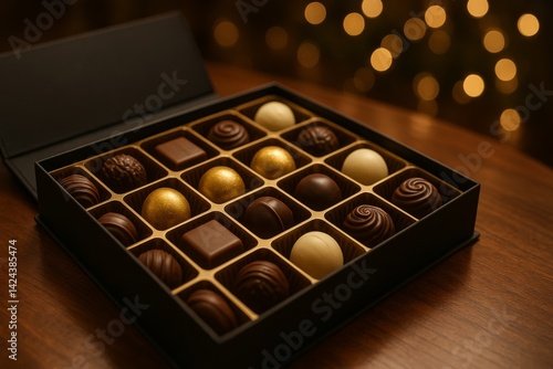 Elegant Assortment of Artisan Chocolates Displayed in a Decorative Box for a ...