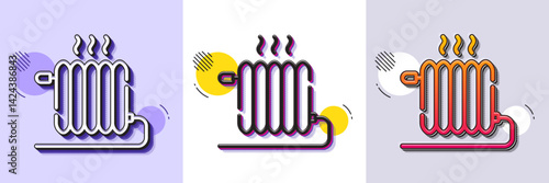 Radiator line icon. Halftone dotted pattern. Gradient icon with grain shadow. Heat convector sign. Temperature heater symbol. Line radiator icon. Various designs. Vector