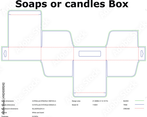 Soap or candle box packaging template die cut design vector for production and manufacturing