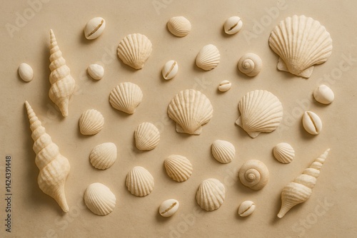 Collection of Seashells Arranged on a Sandy Surface Showcasing Unique Shapes ...