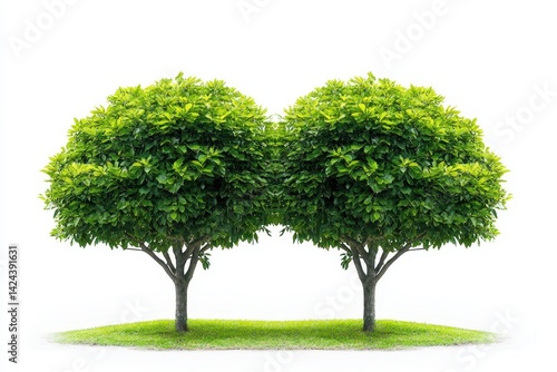Obraz na płótnie Two symmetrical trees on a grassy knoll w salonie