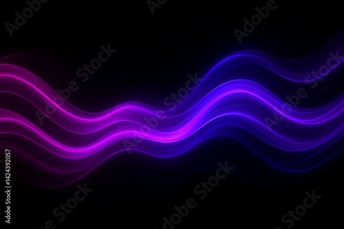 Vibrant Neon Wave Patterns Create a Dynamic Visual Display in a Dark Setting
