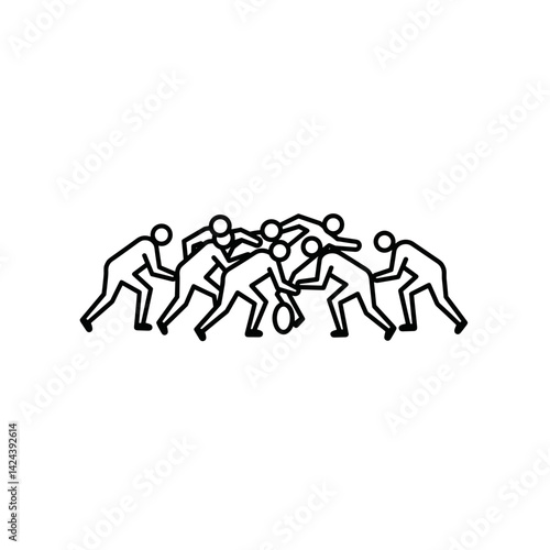 Rugby players competing for the ball in a fierce match  