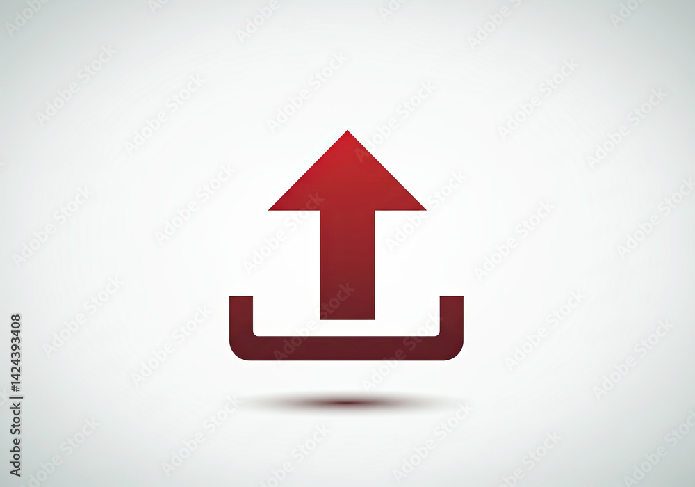 Dark red upload arrow icon, cloud background, file upload symbol Dark red upload arrow icon, cloud background, file upload symbol