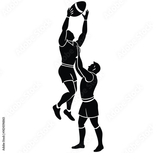 Rugby Player Lifting Teammate in Lineout