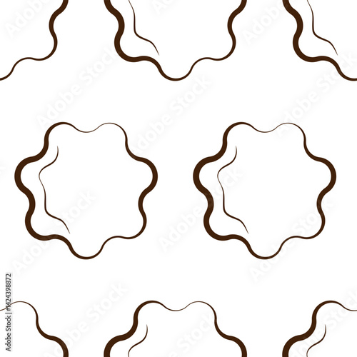 Seamless pattern with cookie icon in linear style. Black and white vector illustration