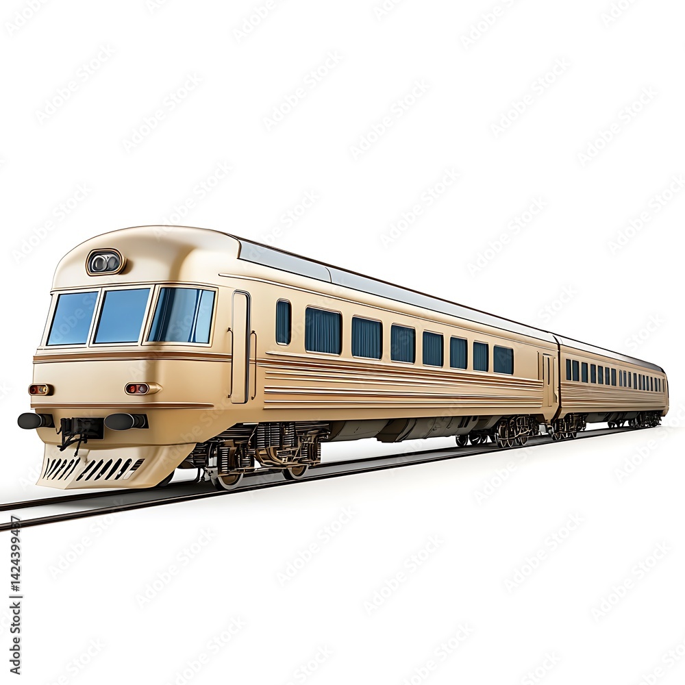 Fototapeta premium 3D Visualization of a Luxury Sleeper Train, Isolated on White Background