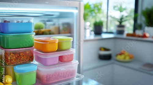 Wallpaper Mural Refrigerator full of healthy food in transparent plastic containers Torontodigital.ca