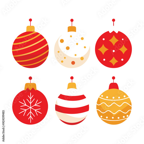 Collection of Six Christmas Ornaments Festive Holiday Decor