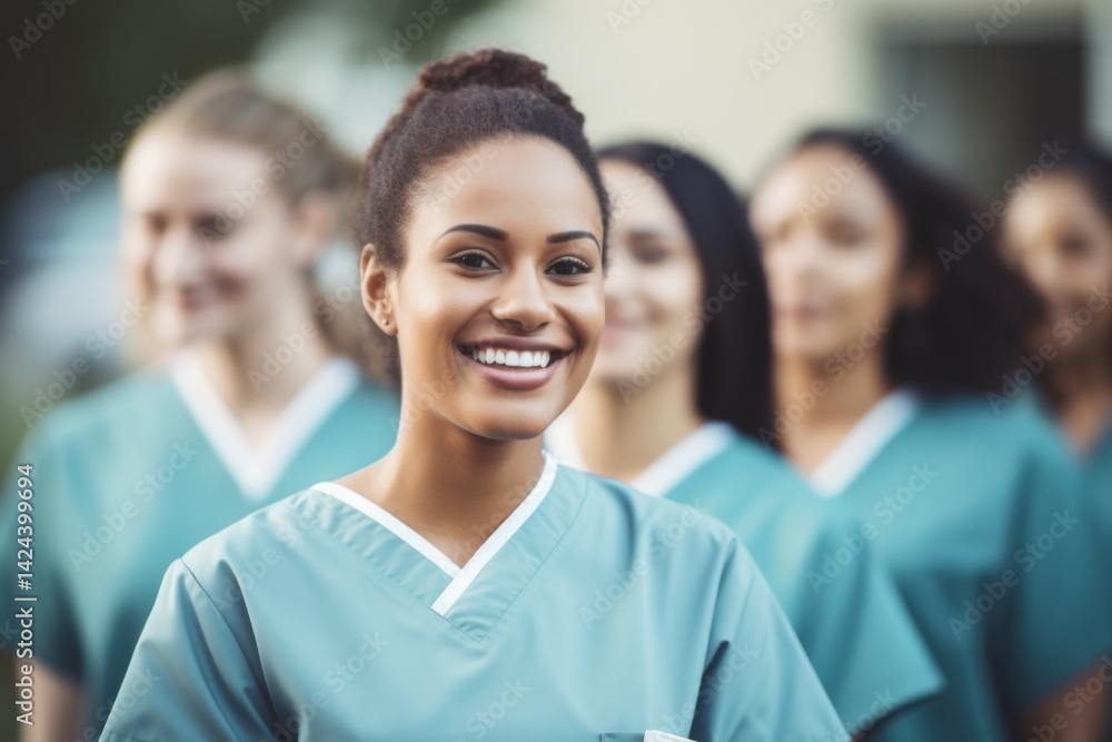 diverse group of smiling female nurses at training at college diverse group of smiling female nurses at training at college