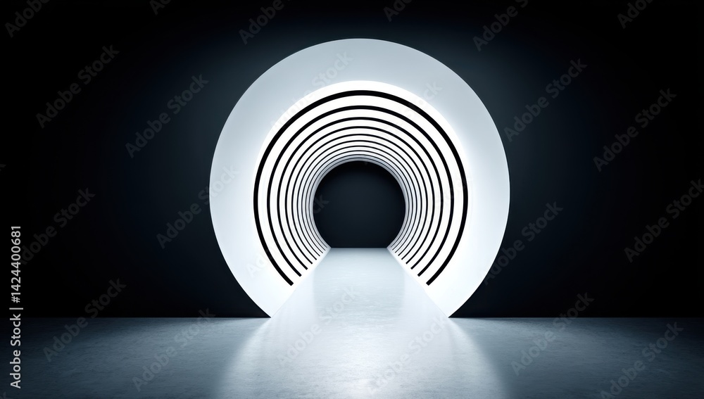 Naklejka premium Abstract Tunnel of Light: A Futuristic Architectural Design