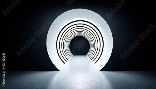 Fototapeta Naklejka Na Ścianę i Meble -  Abstract Tunnel of Light: A Futuristic Architectural Design