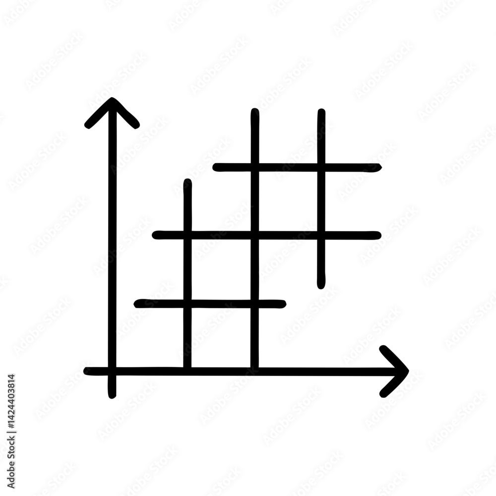 A bold upward trend visualized in a hand-drawn grid, showcasing growth and progress with simple black lines on a white background. A bold upward trend visualized in a hand-drawn grid, showcasing growth and progress with simple black lines on a white background.