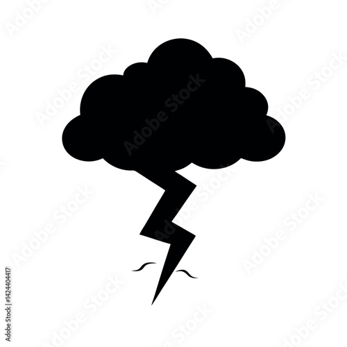 thunderstorm black vector silhouette with white background