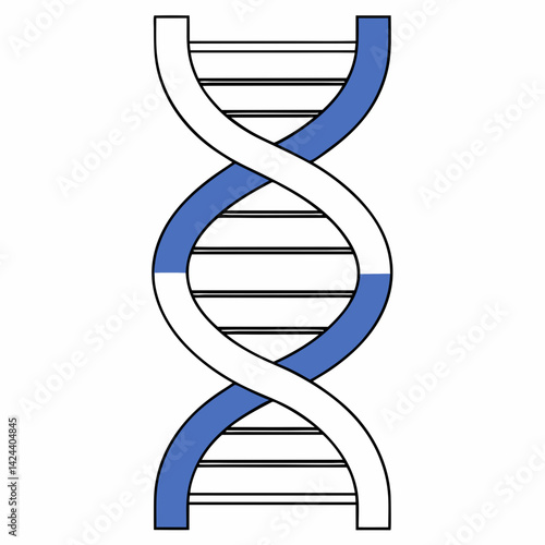 The intricate double helix of life, a vibrant symbol of genetic code and human heredity, depicted in bold blue and white, a clean graphic design.