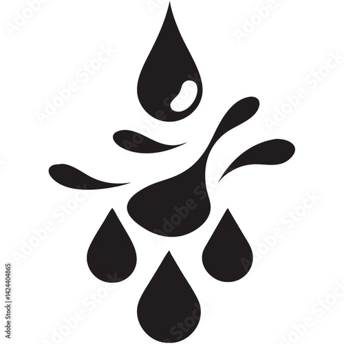 The refreshing dance of water droplets, a cascade of pure fluidity in stark black silhouette.