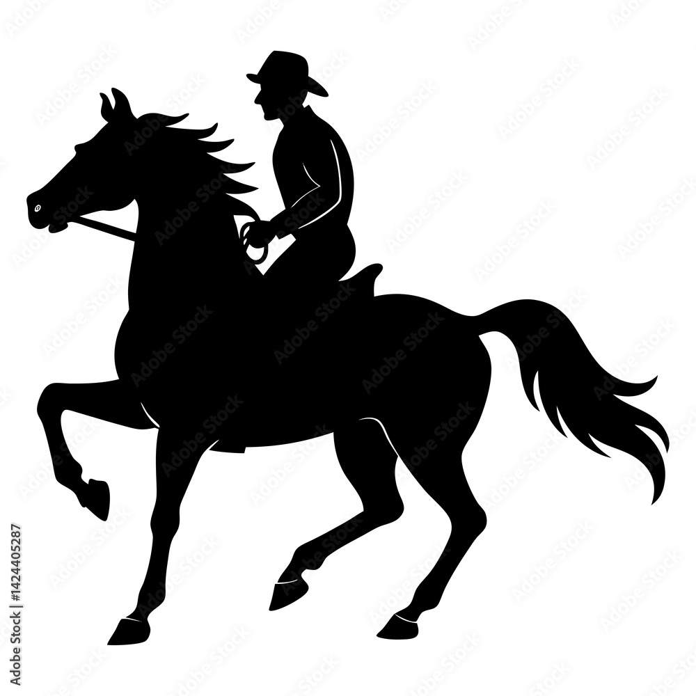 Vector art illustration of a man riding a moving horse Vector art illustration of a man riding a moving horse