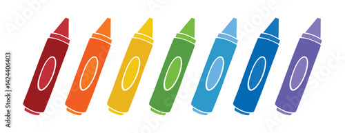 colorful cartoon wax crayons coloring crayon set. wax crayon icon doodle hand drawn clipart symbol
