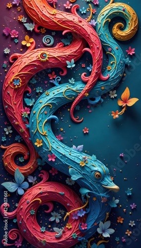 Wallpaper Mural Decorative swirls with rounded edges and organic feel, curvy, flowing, flourish Torontodigital.ca