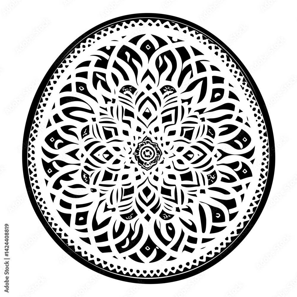 Abstract Circular Design in Black and White Style Abstract Circular Design in Black and White Style