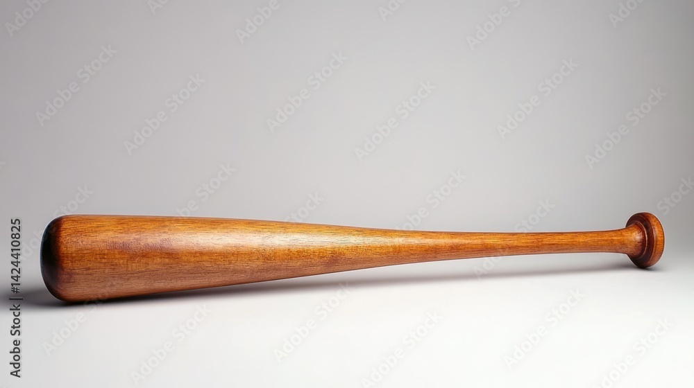 Wooden baseball bat lying flat on a plain background Wooden baseball bat lying flat on a plain background