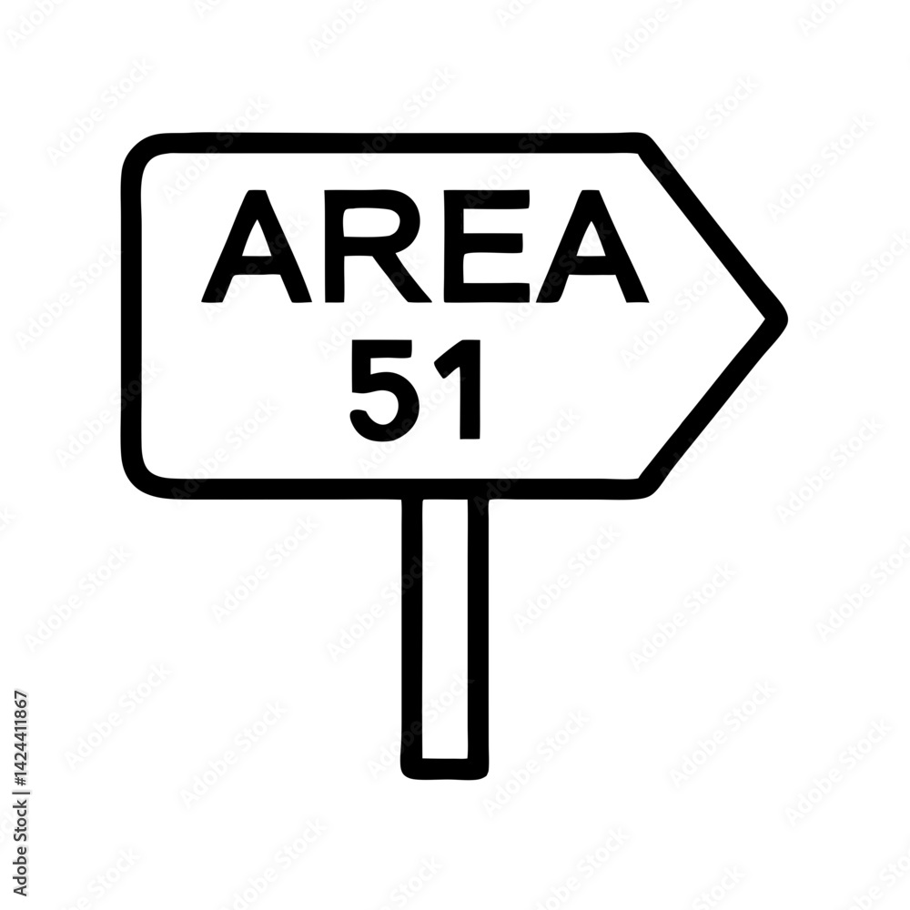 Area 51 directional sign in minimalist style, icon, vector Area 51 directional sign in minimalist style, icon, vector