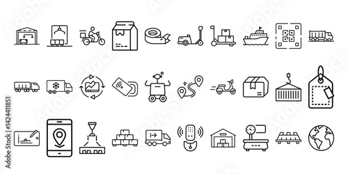 Food Delivery Set Of Icons