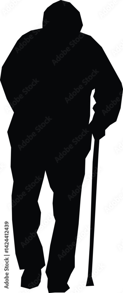 Old Man Silhouette with Walking Stick for Senior Lifestyle and Health Concepts
Old Man Silhouette with Walking Stick for Senior Lifestyle and Health Concepts